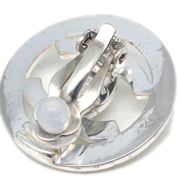 Chanel CC Turnlock Round Earrings Clip-On Silver - Picture 3 of 4